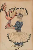 John Dronsfield, Doll and Bird Figures, mixed media on paper