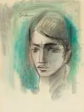 Carl Büchner, Portrait, mixed media with chalk pastel on paper