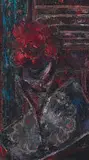 Cecil Higgs, Still Life with Red Flower, oil on canvas