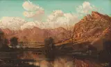 Tinus de Jongh, Mountains & Stream, oil on canvas