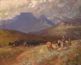 Allerley Glossop, Drakensberg Landscape with Horse and Cattle, oil on canvas