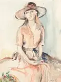 Maud Sumner, Portrait of a Woman, recto; Building in a Forest, verso, watercolour on paper