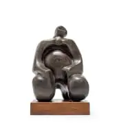Laurence Anthony Chait, Figure, 1975, concrete cast with oxide and polish, on a wooden base