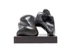 Laurence Anthony Chait, Composition of an Abstract Figure, concrete cast with oxide and polish, on a wooden base