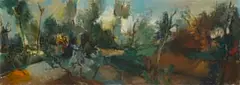 Trees by Paul du Toit, oil on canvas laid down on board, offered Aug 2024