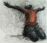 Cromwell Ngobeni, Breaking Boundaries, charcoal and pastel on paper