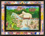 Sicelo Ziqubu, Natal, pastel on paper in an artist hand painted frame