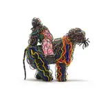 Celani MaHlambisa Nojiyeza, Umgibeli-wemfene (A Monkey Rider)/Night Rider on a Baboon, 1993, glass beads in looped stitch (Izhibe) and fabric