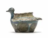 Elizabeth Mbatha, Bird vessel with relief decoration, 1982, painted and glazed reduction stoneware