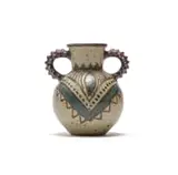 Euriel Damann, Double-handled vase, painted and incised reduction stoneware