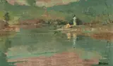 Anthony Strickland, At Rivers Edge, oil on board