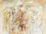 Field of Flowers by Carola Brotherton, gouache, watercolour, ink and crayon on paper, offered Aug 2024