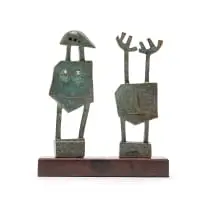 Carl Roberts, Picasso People, bronze with a verdigris patina, on a wooden base