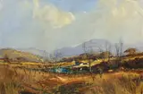 Gerrit Roon, Landscape with Huts and Distant Mountains, oil on canvas
