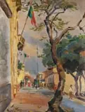 Emily Isabel Fern, Street Scene, Lourenco Marques (Maputo), oil on canvas laid down on board