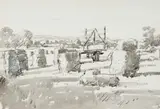 Landscape with Haystacks by Llewellyn Petley-Jones, watercolour on paper, offered Aug 2024