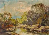 Alan Wolton, River Landscape, oil on board