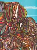 Cecil Skotnes, Rocks, colour woodcut on paper