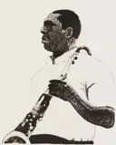 Sam Nhlengethwa, John Coltraine on Break, two colour chine collé lithograph on paper