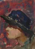 Woman in a Hat by Adriaan Boshoff, oil on canvas laid down on board, offered Aug 2024