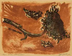 Toon Wegner, Zonnebloem (Sunflower), lithograph on paper