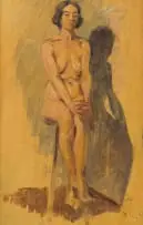 Erich Mayer, Seated Nude, oil on board