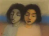 Two Young Women by Pieter van der Westhuizen, pastel on paper, offered Aug 2024