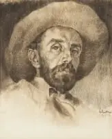Otto Schröder, Portrait of a Boer, charcoal on artist's board