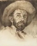 Otto Schröder, Portrait of a Boer, charcoal on artist's board