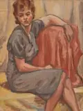 Erich Mayer, Seated Woman, oil on card laid down on board