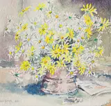 Bransom William Strapp, Daisies in a Copper Pot, watercolour on paper