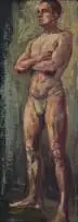 Erich Mayer, Standing Man, oil on board
