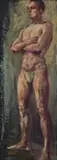 Erich Mayer, Standing Man, oil on board