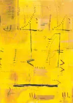 Samson Mnisi, Untitled (Yellow Abstract), monotype on paper