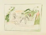 Walter Battiss, Two Figures, pen and watercolour on paper