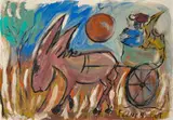 Donkey and Cart by Frans Claerhout, oil on paper laid down on board, sold Aug 2024