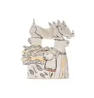 Tania Babb, Lady and warthog, glazed porcelain with gold lustre