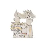 Tania Babb, Lady and warthog, glazed porcelain with gold lustre