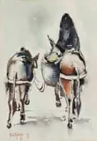 Bransom William Strapp, Donkeys with Basket and Rider, watercolour and pencil on paper