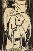 Bransom William Strapp, Herons, linocut on paper