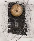 Hannes Harrs, Abstract Collage with Fruit, mixed media with found objects
