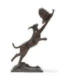 Allen Hallett, Feathers & Fur, bronze with a brown patina, on a granite base