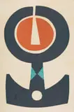 Hannes Harrs, Abstract Form with Red and Blue, colour woodcut on paper