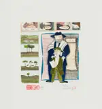 Pieter van der Westhuizen, Rabbi and Scholar, colour etching on paper