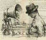 William Kentridge, Untitled (Man and Megaphone), lithograph on paper
