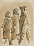 Iris Ampenberger, Three Figures, ink on paper