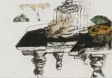 Jan Neethling, Still Life, colour etching and screenprint with hand colouring on paper