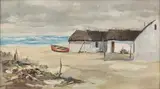 Christiaan Nice, Cottages by the Sea, oil on board