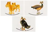 Joachim Schönfeldt, Untitled (Lioness, Peahen, Eagle), three, hand-embossed and varnished multi-coloured lithograph