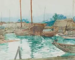 William Timlin, Harbour Scene, watercolour on paper